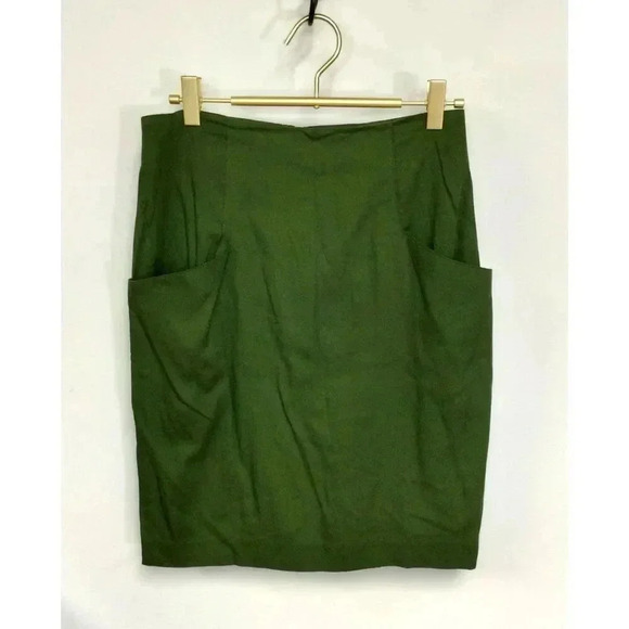 Vintage Rafferty Women's Green Rayon Blend Pockets Flat Front Mini Skirt Size 7 - Picture 1 of 9
